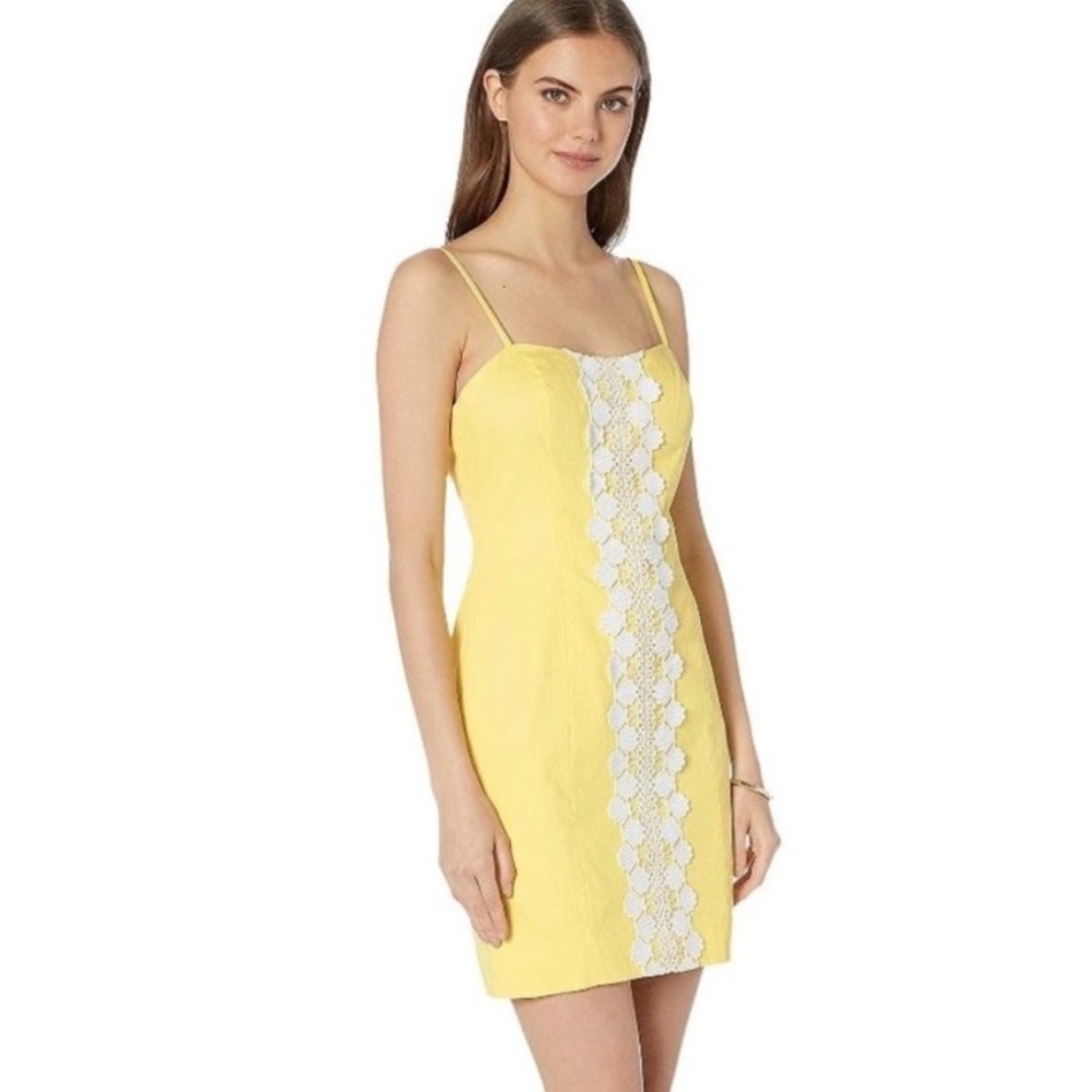 Lilly Pulitzer Yellow Shelli Mini Dress with White Lace
